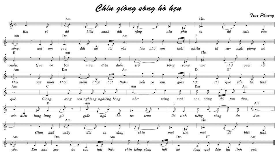 Sheet nhạc Chín Dòng Sông Hò Hẹn